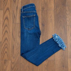 {JBD - Just Black Denim} Dark wash stretch jeans with fringed hems, 24
